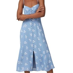 REFORMATION Cybill Midi Dress Blue Floral Print  Sundress Button Front Size 8